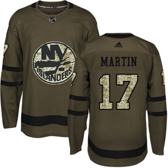 Men's Adidas New York Islanders #17 Matt Martin Premier Green Salute to Service NHL Jersey - Ujersey