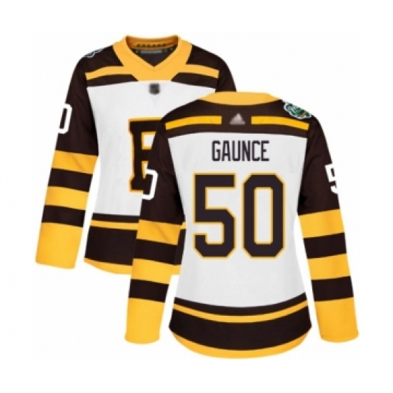 Women's Boston Bruins #50 Brendan Gaunce Authentic White 2019 Winter Classic Hockey Jersey - Ujersey