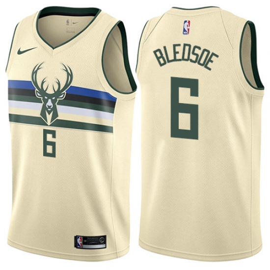 Youth Nike Milwaukee Bucks #6 Eric Bledsoe Swingman Cream NBA Jersey - City Edition - Ujersey