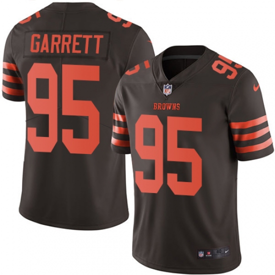 Men's Nike Cleveland Browns #95 Myles Garrett Elite Brown Rush Vapor Untouchable NFL Jersey - Ujersey