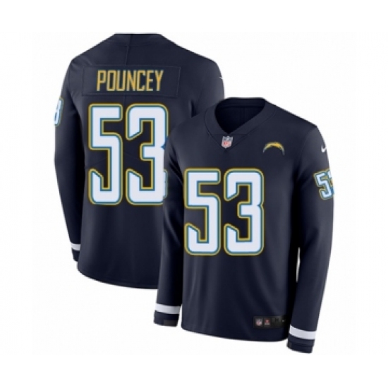 Youth Nike Los Angeles Chargers #53 Mike Pouncey Limited Navy Blue Therma Long Sleeve NFL Jersey - Ujersey