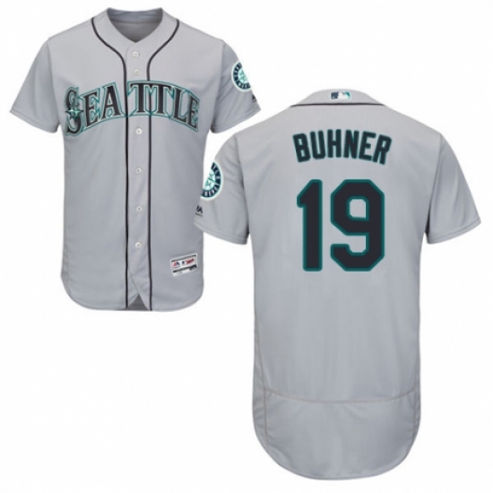 Men's Majestic Seattle Mariners #19 Jay Buhner Grey Road Flex Base Authentic Collection MLB Jersey - Ujersey