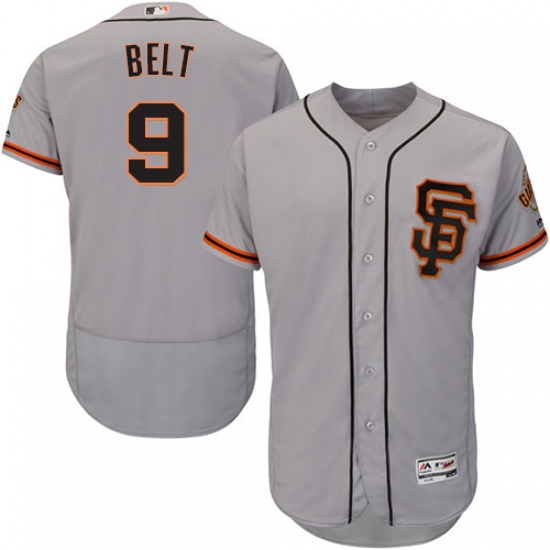 Men's Majestic San Francisco Giants #9 Brandon Belt Grey Alternate Flex Base Authentic Collection MLB Jersey - Ujersey
