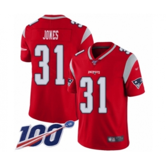 Youth New England Patriots #31 Jonathan Jones Limited Red Inverted Legend 100th Season Football Jersey - Ujersey