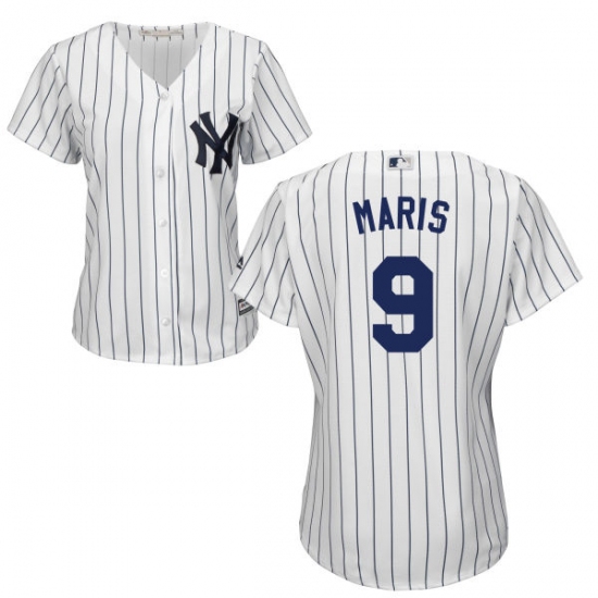 Women's Majestic New York Yankees #9 Roger Maris Replica White Home MLB Jersey - Ujersey
