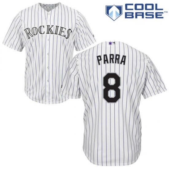 Youth Majestic Colorado Rockies #8 Gerardo Parra Replica White Home Cool Base MLB Jersey - Ujersey