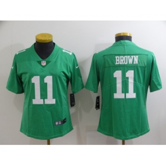Women's Philadelphia Eagles #11 A. J. Brown Green Vapor Untouchable Limited Stitched Football Jersey(Run Small) - Ujersey