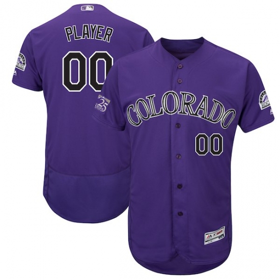 Men's Colorado Rockies Majestic Purple 25th Season Patch On-Field Flex Base Custom Jersey - Ujersey