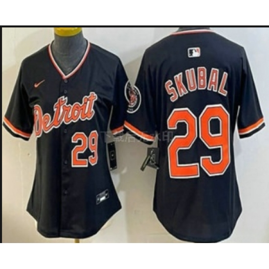 Women's Detroit Tigers #29 Tarik Skubal Black Stadium Jersey - Ujersey