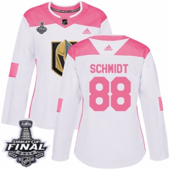 Women's Adidas Vegas Golden Knights #88 Nate Schmidt Authentic White/Pink Fashion 2018 Stanley Cup Final NHL Jersey