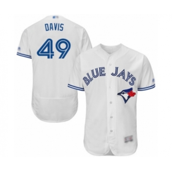 Men's Toronto Blue Jays #49 Jonathan Davis White Home Flex Base Authentic Collection Baseball Player Jersey - Ujersey