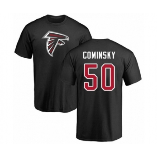 Football Atlanta Falcons #50 John Cominsky Black Name & Number Logo T-Shirt - Ujersey