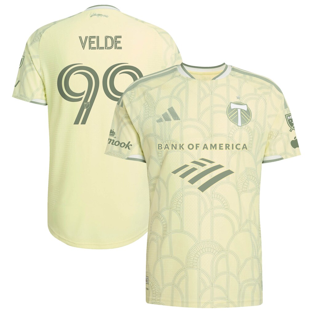 Men's Portland Timbers Kristoffer Velde adidas Yellow 2026 Civic Stadium Kit On-Field Authentic Patch Jersey - Ujersey