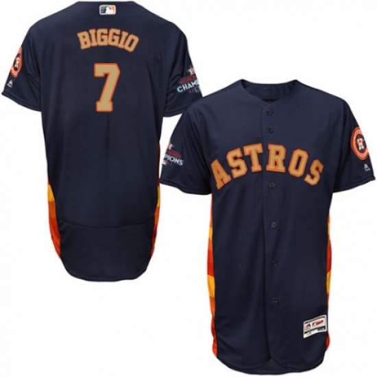 Men's Majestic Houston Astros #7 Craig Biggio Navy Blue Alternate 2018 Gold Program Flex Base Authentic Collection MLB Jersey - Ujersey