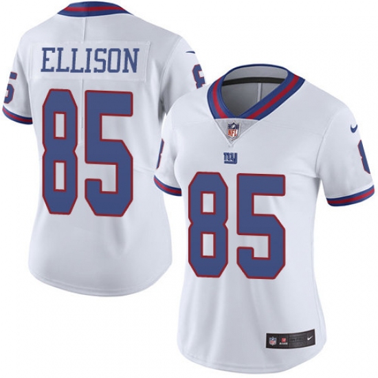 Women's Nike New York Giants #85 Rhett Ellison Limited White Rush Vapor Untouchable NFL Jersey - Ujersey