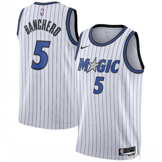 Men's Orlando Magic #5 Paolo Banchero White 2025 Association Edition Stitched Basketball Jersey - Ujersey