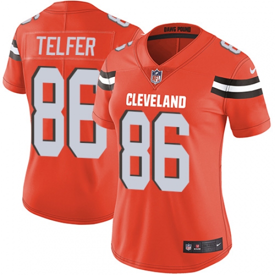 Women's Nike Cleveland Browns #86 Randall Telfer Orange Alternate Vapor Untouchable Limited Player NFL Jersey - Ujersey