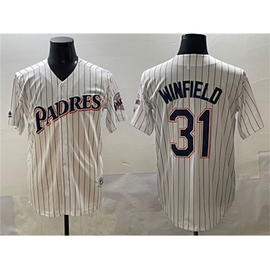 Men's San Diego Padres #31 Dave Winfield White Throwback With Cool Base Stitched Baseball Jersey