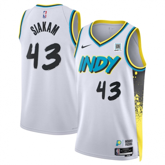Men's Indiana Pacers #43 Pascal Siakam White 2024-25 City Edition Stitched Basketball Jersey - Ujersey