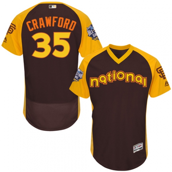 Men's Majestic San Francisco Giants #35 Brandon Crawford Brown 2016 All-Star National League BP Authentic Collection Flex Base MLB Jersey - Ujersey