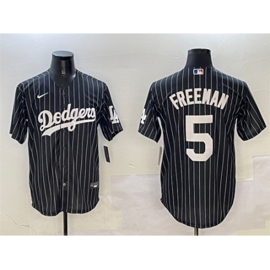 Men's Los Angeles Dodgers #5 Freddie Freeman Black Cool Base Stitched Baseball Jersey - ujerseystore