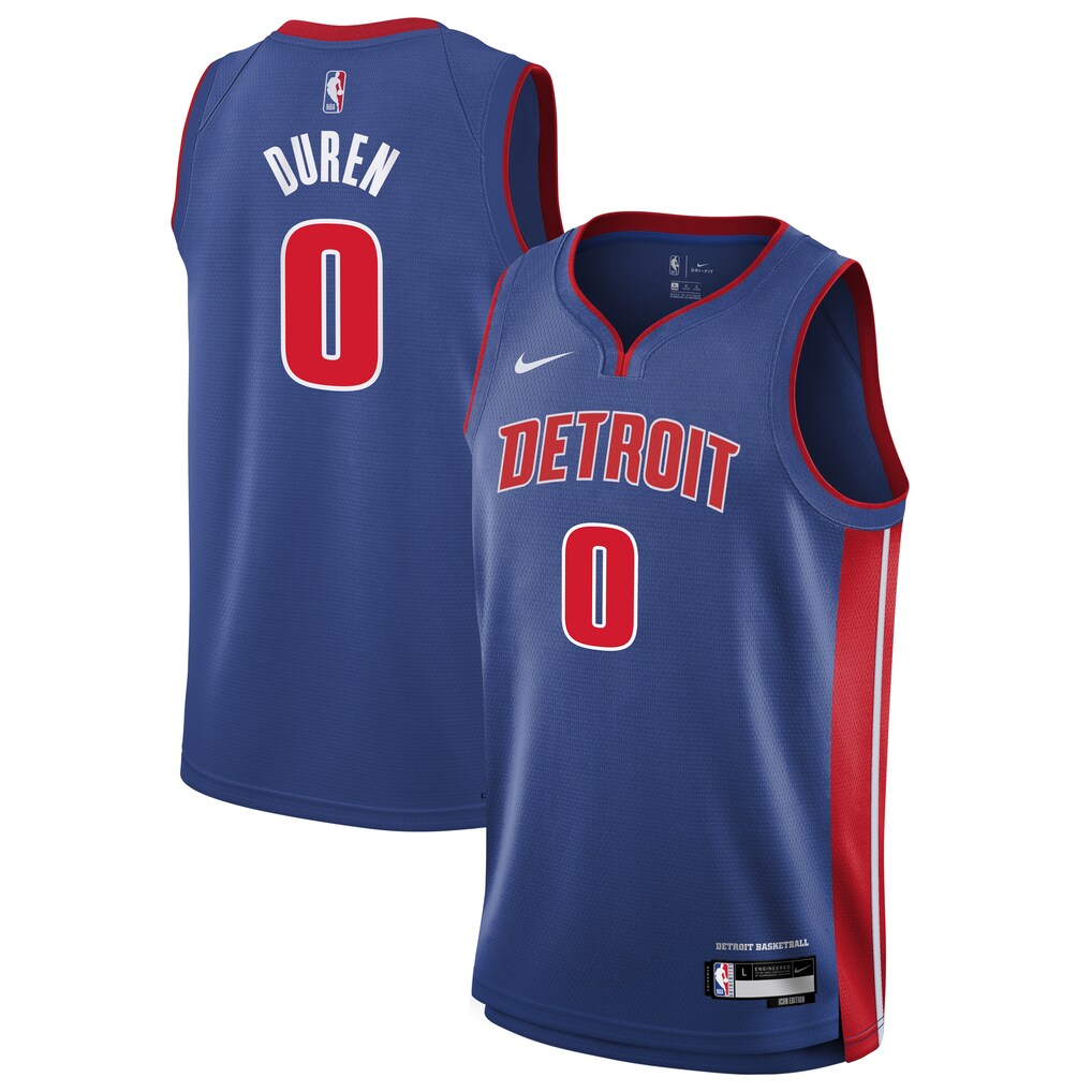 Youth Detroit Pistons Jalen Duren Nike Blue Swingman Jersey - Icon Edition - Ujersey Shop