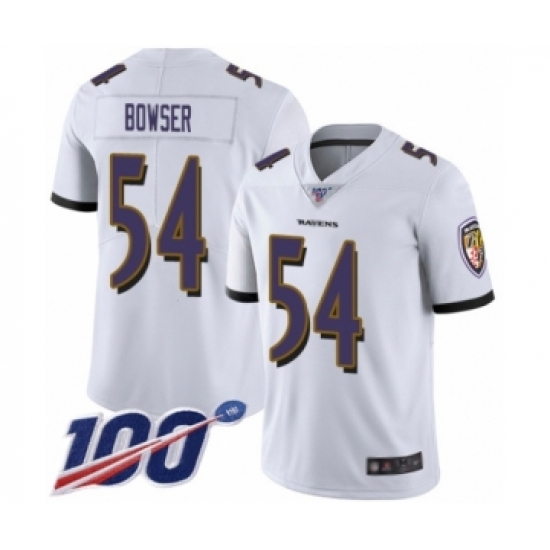 Men's Baltimore Ravens #54 Tyus Bowser White Vapor Untouchable Limited Player 100th Season Football Jersey - Ujersey