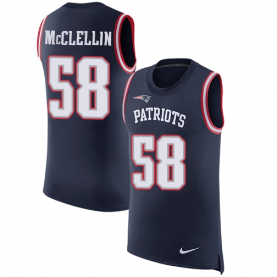 Men's Nike New England Patriots #58 Shea McClellin Limited Navy Blue Rush Player Name & Number Tank Top NFL Jersey - Ujersey