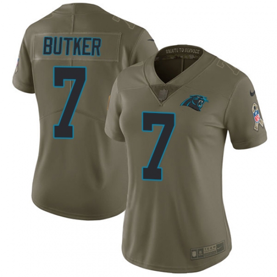 Women's Nike Carolina Panthers #7 Harrison Butker Limited Olive 2017 Salute to Service NFL Jersey - Ujersey