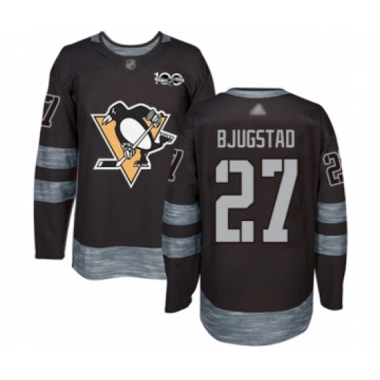 Men's Pittsburgh Penguins #27 Nick Bjugstad Authentic Black 1917-2017 100th Anniversary Hockey Jersey - Ujersey