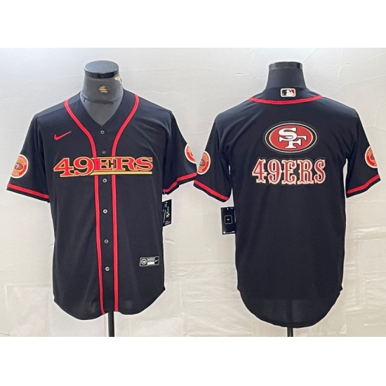 Men's San Francisco 49ers Big Logo Black Red Cool Base Stitched 2023 Baseball Jersey - Ujersey