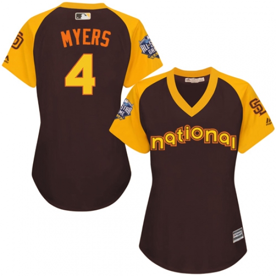 Women's Majestic San Diego Padres #4 Wil Myers Authentic Brown 2016 All-Star National League BP Cool Base Cool Base MLB Jersey - Ujersey