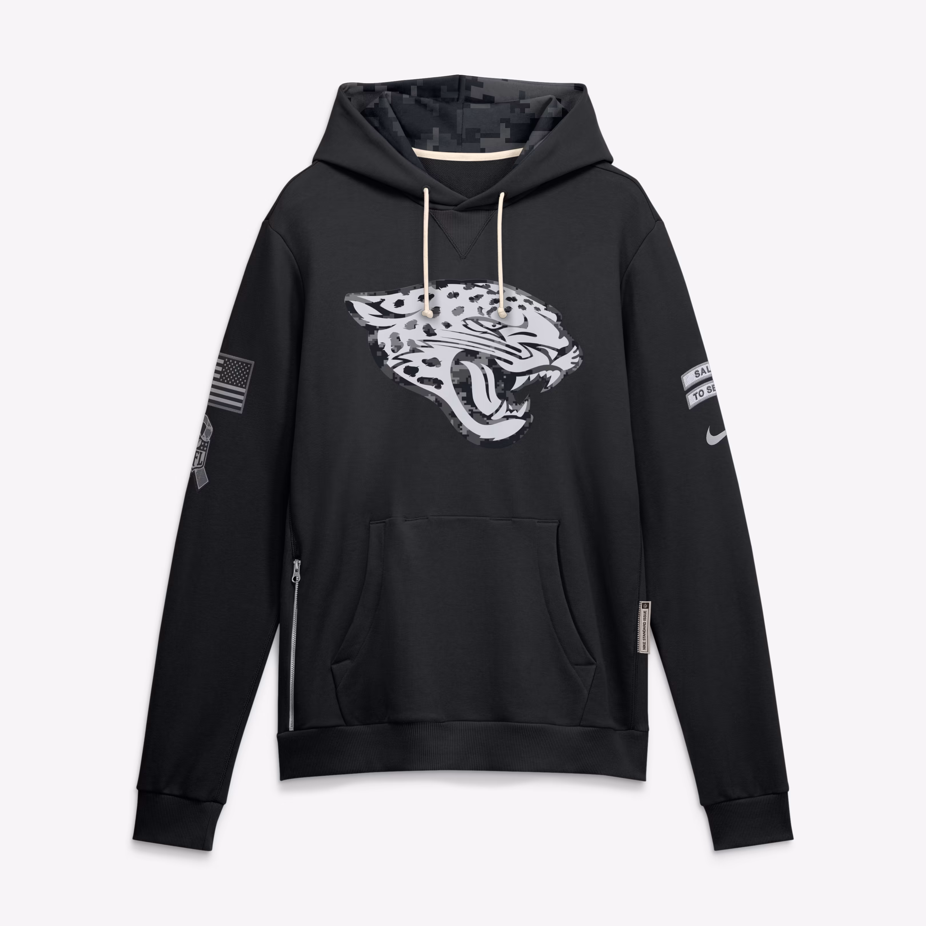 Men's Jacksonville Jaguars  Nike Black 2026 Salute to Service Sideline Dri-FIT Pullover Hoodie - Ujersey Shop