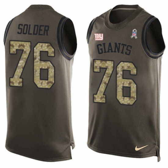 Men's Nike New York Giants #76 Nate Solder Limited Green Salute to Service Tank Top NFL Jersey - Ujersey