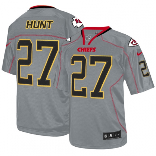 Men's Nike Kansas City Chiefs #27 Kareem Hunt Elite Lights Out Grey NFL Jersey - Ujersey