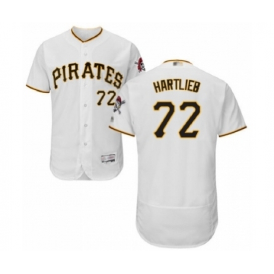 Men's Pittsburgh Pirates #72 Geoff Hartlieb White Home Flex Base Authentic Collection Baseball Player Jersey - Ujersey