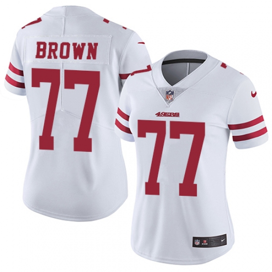 Women's Nike San Francisco 49ers #77 Trent Brown White Vapor Untouchable Limited Player NFL Jersey - Ujersey