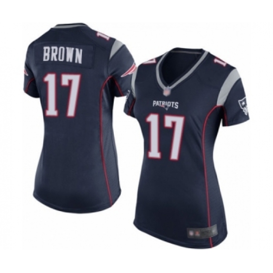 Women's New England Patriots #17 Antonio Brown Game Navy Blue Team Color Football Jersey - Ujersey
