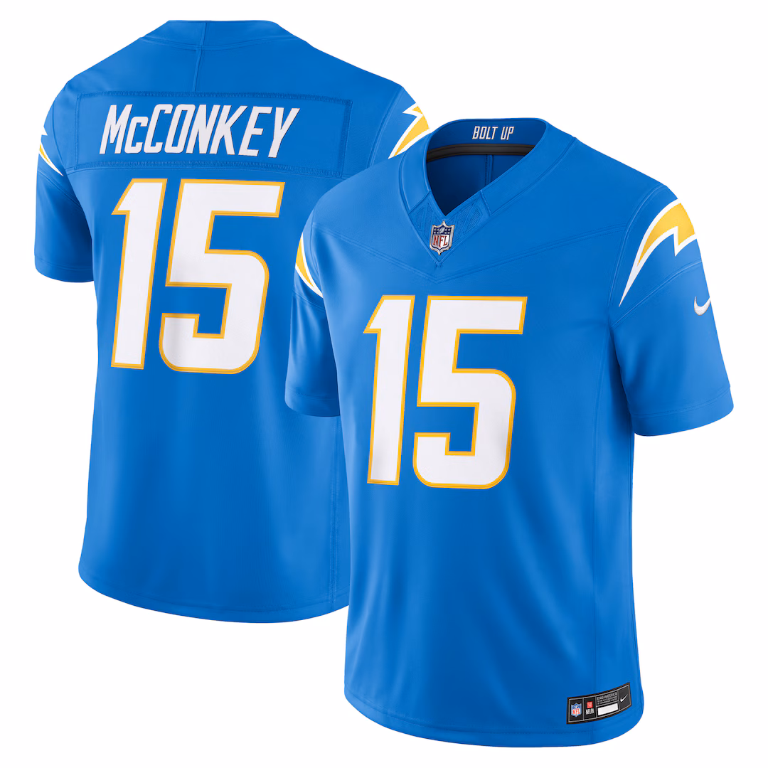 Men's Los Angeles Chargers Ladd McConkey Nike Powder Blue Team Vapor F.U.S.E. Stitched Limited Jersey - Ujersey