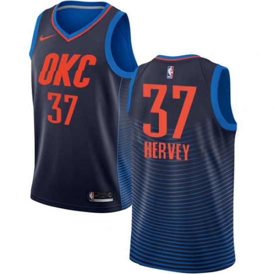 Youth Nike Oklahoma City Thunder #37 Kevin Hervey Swingman Navy Blue NBA Jersey Statement Edition - Ujersey