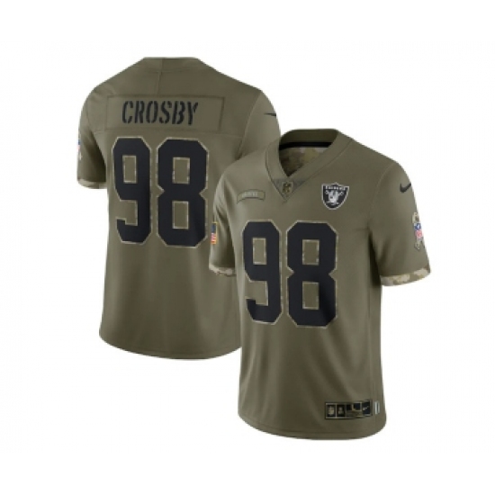 Men's Las Vegas Raiders #98 Maxx Crosby 2022 Olive Salute To Service Limited Stitched Jersey - Ujersey