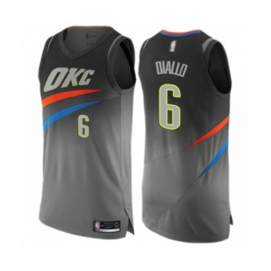Men's Oklahoma City Thunder #6 Hamidou Diallo Authentic Gray Basketball Jersey - City Edition - Ujersey
