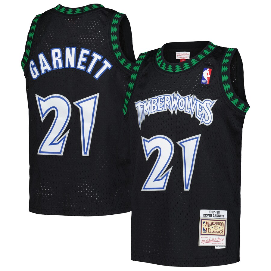 Youth Minnesota Timberwolves Kevin Garnett Mitchell & Ness Black 1997/98 Hardwood Classics Swingman Jersey - Ujersey