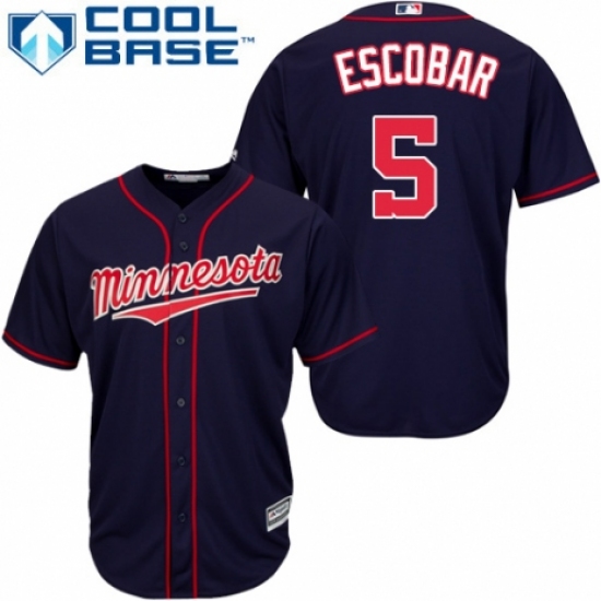 Youth Majestic Minnesota Twins #5 Eduardo Escobar Authentic Navy Blue Alternate Road Cool Base MLB Jersey - Ujersey