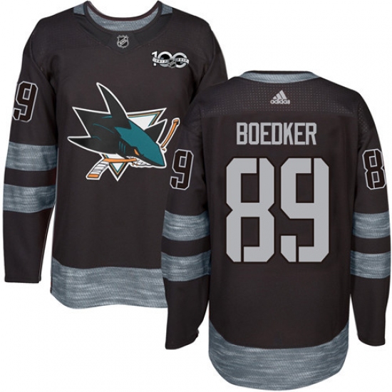 Men's Adidas San Jose Sharks #89 Mikkel Boedker Authentic Black 1917-2017 100th Anniversary NHL Jersey - Ujersey