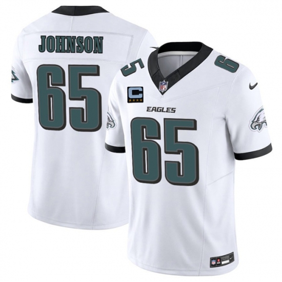 Men's Philadelphia Eagles #65 Lane Johnson White 2025 F.U.S.E. With 4-Star C Vapor Untouchable Limited Stitched Football Jersey - Ujersey
