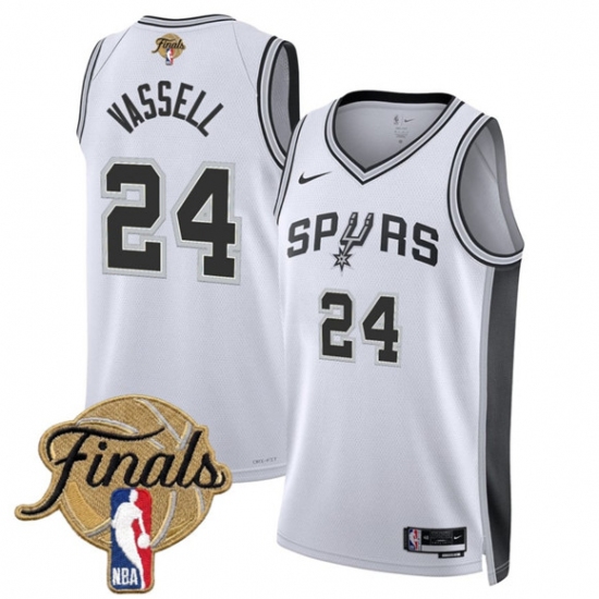 Men's San Antonio Spurs #24 Devin Vassell White 2026 Finals Association Edition Stitched Basketball Jersey - Ujersey