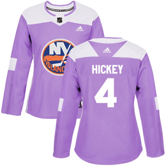 Women's Adidas New York Islanders #4 Thomas Hickey Authentic Purple Fights Cancer Practice NHL Jersey - Ujersey