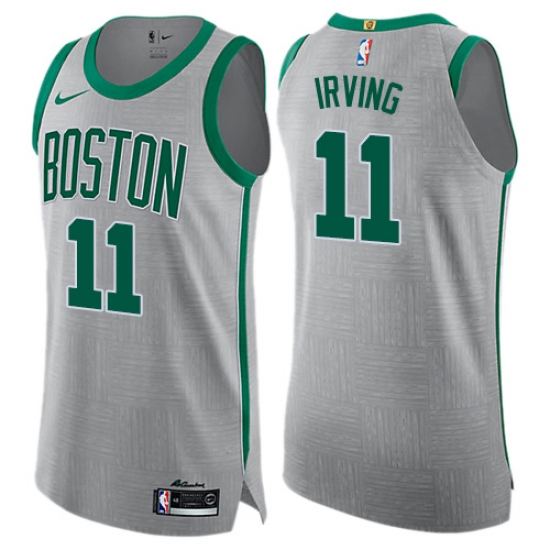 Men's Nike Boston Celtics #11 Kyrie Irving Authentic Gray NBA Jersey - City Edition - Ujersey