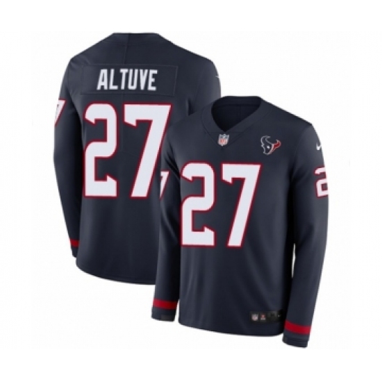 Men's Nike Houston Texans #27 Jose Altuve Limited Navy Blue Therma Long Sleeve NFL Jersey - Ujersey